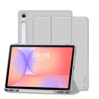 Tech-Protect SmartCase Pen planšetinio kompiuterio dėklas Samsung Galaxy Tab S9 / S9 FE, pilkas