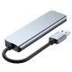 Tech-Protect V0 5-in-1 USB-A šakotuvas (USB 3.0 / 3x USB 2.0 / USB-C), pilkas