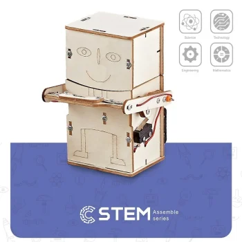 Medinis konstruktorius Monetas ryjantis robotas, STEM lavinamasis žaislas