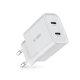 Tech-Protect C20W įkroviklis 2x USB-C PD 20W, baltas