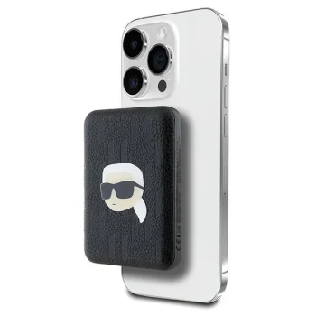 Karl Lagerfeld 5000mAh MagSafe išorinė baterija Karl Head Pin, juoda