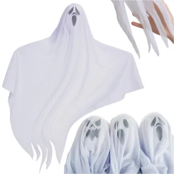 Ruhhy 00025957 Halloween Decoration - 3 Hanging Ghosts, 75 cm, White