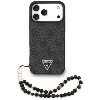 Guess 4G Strap Triangle Logo MagSafe dėklas iPhone 17 Pro Max, juodas