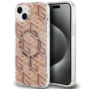 Guess dėklas iPhone 15 Plus / 14 Plus IML GCube MagSafe, rudas