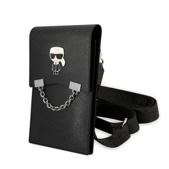 Karl Lagerfeld Ikonik Karl Chain krepšelis telefonui, juodas