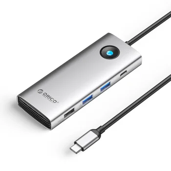 Orico PW11 8-in-1 USB-C Docking Station, HDMI 4K 60Hz, VGA, PD 100W, RJ45, Silver