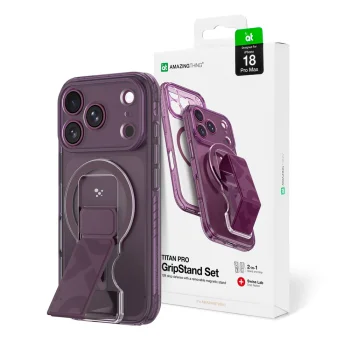 Dėklas AmazingThing Titan Pro skirtas iPhone 18 Pro Max su stovu ir MagSafe, violetinis