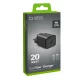 SBS TETRGAN1C20K GaN USB-C sieninis įkroviklis 20W Power Delivery, juodas