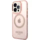 Guess dėklas iPhone 14 Pro Max su MagSafe, pusskaidris rožinis