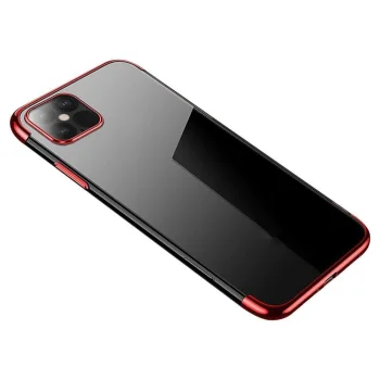 Skaidrus TPU dėklas Xiaomi Mi 11 su raudonu galvanizuotu rėmeliu
