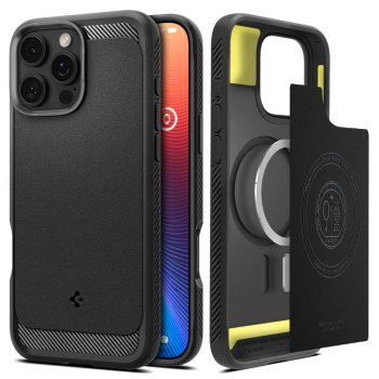 Spigen Rugged Armor MagSafe Phone Case Cover iPhone 16 Pro Max - Black