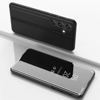 Atverčiamas dėklas Clear View, skirtas Samsung Galaxy A36, juodas
