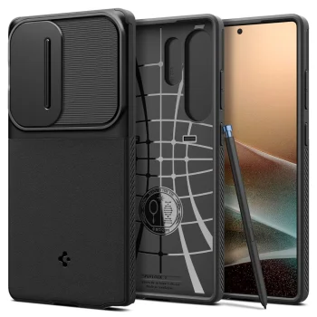 Spigen Optik Armor dėklas telefonui Samsung Galaxy S25 Ultra, juodas