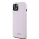 DKNY dėklas iPhone 15 telefonui Silicone Horizontal Metal Logo MagSafe, rožinis