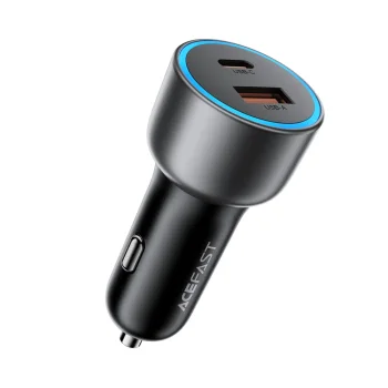 Automobilinis įkroviklis Acefast B21 75W, USB-C + USB-A, juodas