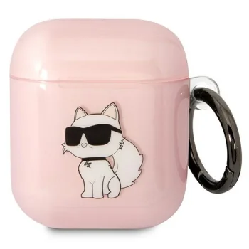 Karl Lagerfeld Ikonik Choupette dėklas AirPods 1 / 2, rožinis