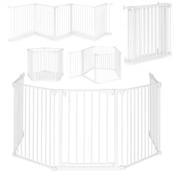 Ecotoys apsauginiai varteliai / maniežas vaikams ir gyvūnams, 5 plokštės, 60 cm, balta