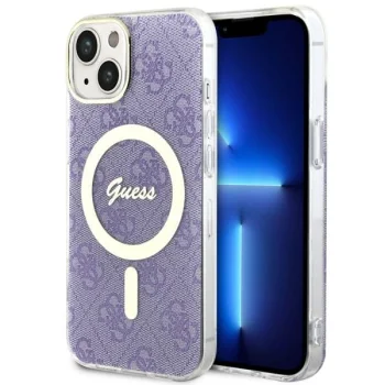 Guess dėklas iPhone 14 Plus telefonui, 4G MagSafe, violetinis