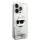 Karl Lagerfeld dėklas iPhone 14 Pro Max telefonui Liquid Glitter Choupette, sidabrinis