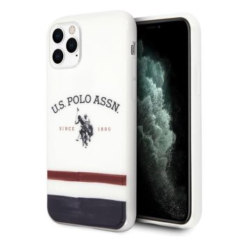Apple iPhone 11 Pro Max 6.5'' US Polo Tricolor Pattern Collection Case Cover (USHCN65PCSTRB), White
