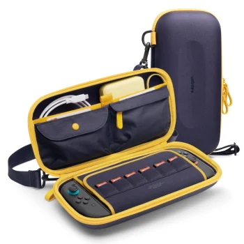 Apsauginis krepšys Spigen Nano Pop Pro Pouch skirtas Nintendo Switch 2, mėlynas/geltonas