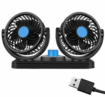 Dual Car Fan USB, Black