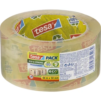 Tesa Tesapack Eco & Strong pakavimo lipnioji juosta 66 m x 50 mm, permatoma (58153)