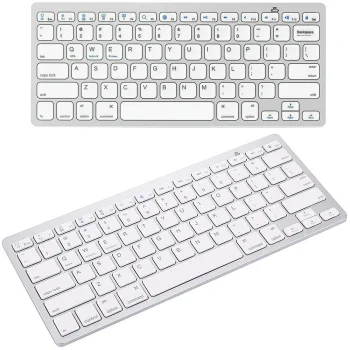 Belaidė „Bluetooth“ klaviatūra kompiuteriams, „iPad“, „Mac“, kompaktiška, balta