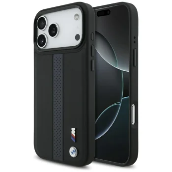 BMW M Perforated Stripe dėklas iPhone 17 Pro Max telefonui su MagSafe, mėlynas