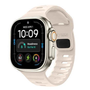 Tech-Protect Silicone Line dirželis Apple Watch 44 / 45 / 46 / 49 mm laikrodžiui, smėlio spalvos