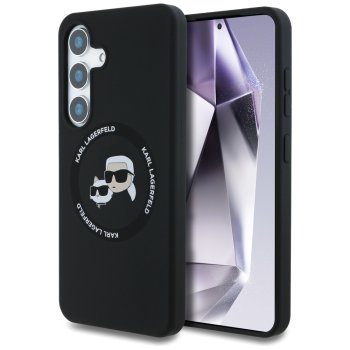 Karl Lagerfeld Silicone Double Heads And Circle MagSafe Case for Samsung Galaxy S25, Black
