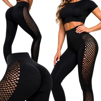 Moteriškos sportinės tamprės paaukštintu juosmeniu, „Push Up“, juodos, L/XL