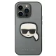 Karl Lagerfeld Saffiano Karl\'s Head Patch dėklas iPhone 14 Pro Max - sidabrinis