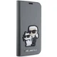 Karl Lagerfeld iPhone 14 knygutės tipo dėklas Saffiano Karl & Choupette, sidabrinis