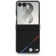 BMW M Leather Perforated Tricolor MagSafe dėklas Samsung Galaxy Z Flip 8, juodas