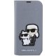 Karl Lagerfeld dėklas-piniginė iPhone 14 Pro Max telefonui, sidabrinis