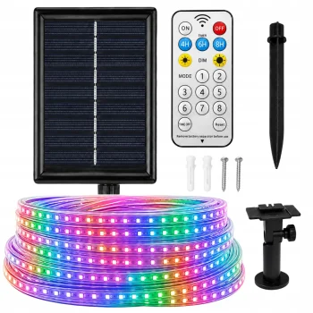 Colorful 10m LED Strip with Solar Panel and Remote, IP65
