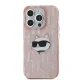 Karl Lagerfeld IML Choupette Head & Monogram dėklas, skirtas iPhone 15 Pro, rožinis