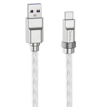 Silikoninis laidas HOCO USB-A – USB-C, 100W, 6A, 1m, permatomas