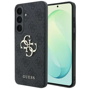 Dėklas Guess Leather 4G Metal Logo, skirtas Samsung Galaxy S26 FE, juodas