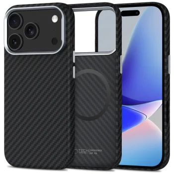 Tech-Protect Ion Carbon MagSafe Phone Case Cover iPhone 17 Pro - black and silver