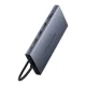 Baseus PortalJoy 13-in-1 USB-C šakotuvas HDMI+DP+VGA+RJ45+SD/TF, pilkas