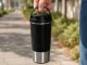 Termopuodelis su siurbtuku ir rankena, 500 ml, juodas/sidabrinis