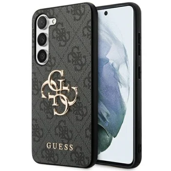 Guess 4G Big Metal Logo dėklas Samsung Galaxy S23+ telefonui, pilkas