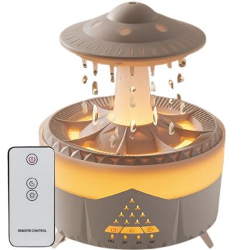 UFO oro drėkintuvas ir aromato difuzorius su LED apšvietimu ir pulteliu, baltas