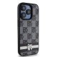 DKNY dėklas iPhone 15 Pro telefonui Leather Checkered Mono Pattern, juodas