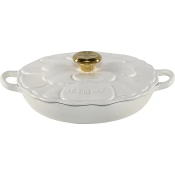 Ketaus troškintuvas Le Creuset Gourmet Flower 26 cm 2.2 l, baltas