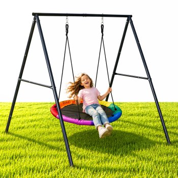 ECOTOYS vaikiškas lizdo tipo sūpynių komplektas su rėmu, 100 cm