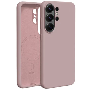 Dėklas Etteri Silicone Mag skirtas Samsung Galaxy S26 Ultra, šviesiai rožinis