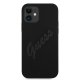 Guess dėklas iPhone 12 mini telefonui Silicone Vintage Script, juodas